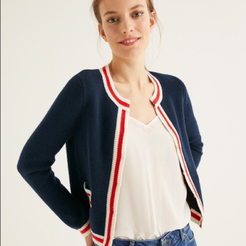 🏷 NWT BODEN • Navy Wool Blend Cardigan Size 8